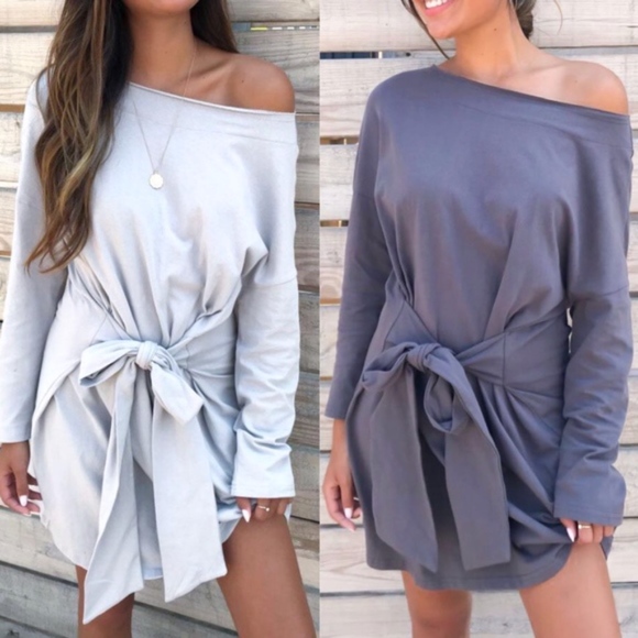 LINDSEY Long Sleeve Dress - CHARCOAL - Picture 4 of 4